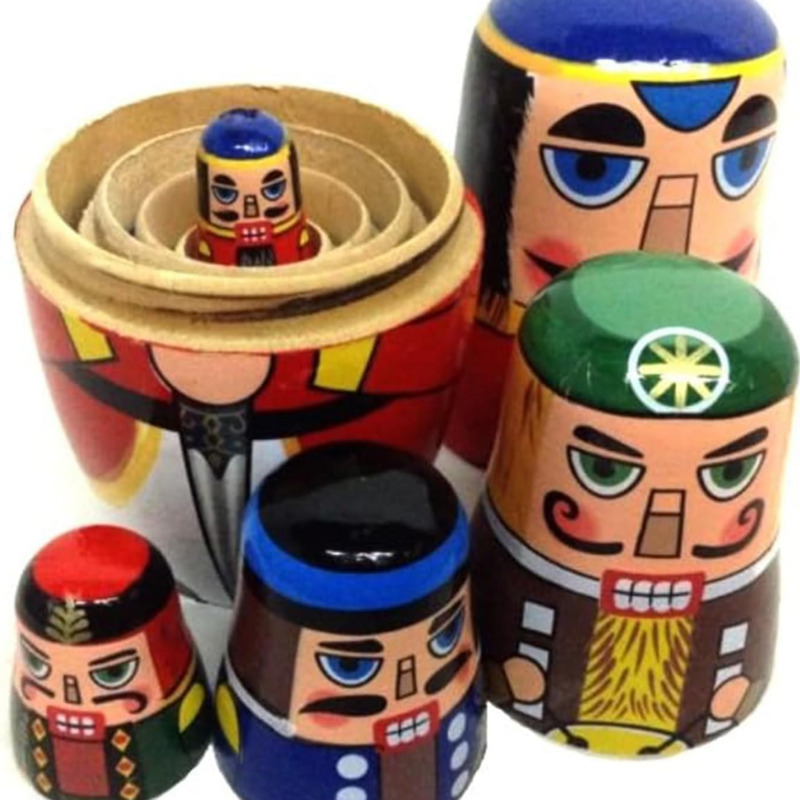 Nutcracker Figurine - 5 pièces poupées gigognes casse-noisette russe-ensemble