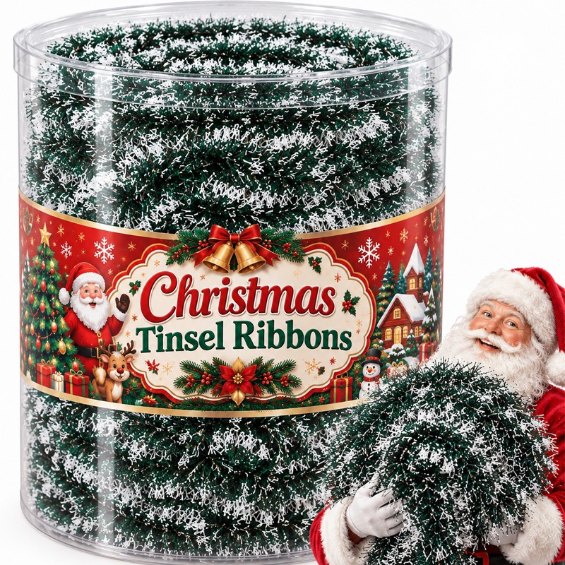 Tinsel Garland Decoration - Rubans de Noël en paillettes, guirlande