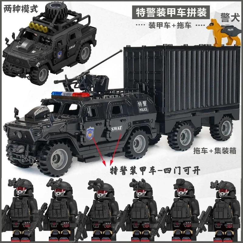 Lego Set Technic - Figurines SWAT, véhicules blindés, blocs de